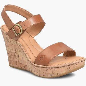 Born Lenore Tan Platform Wedge Sandals - Size 11